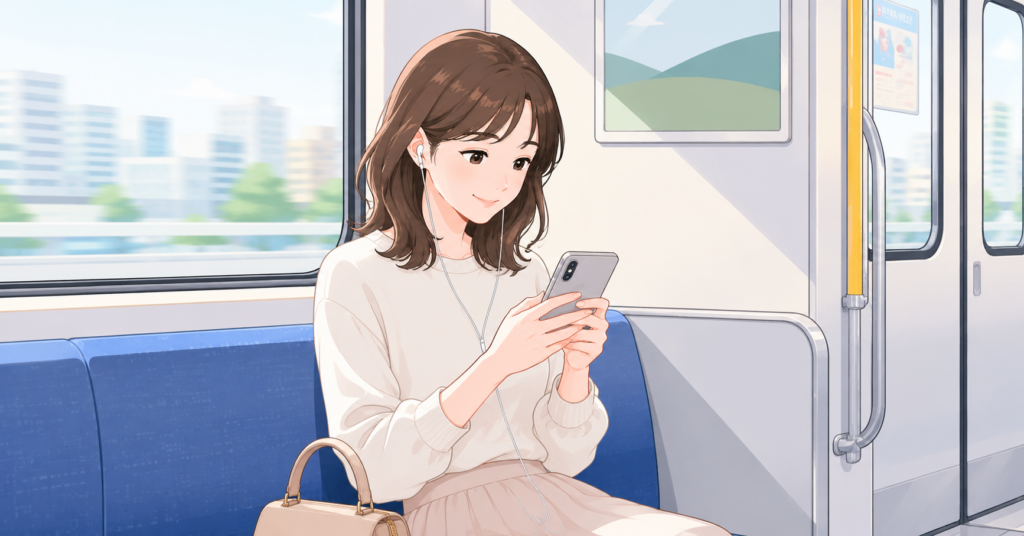 電車の中でもスマホで視聴可能